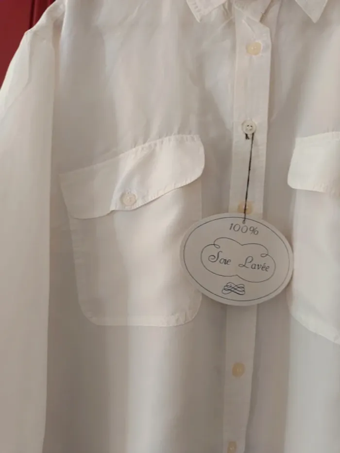 Chemise 100% soie, couleur crème - photo numéro 2
