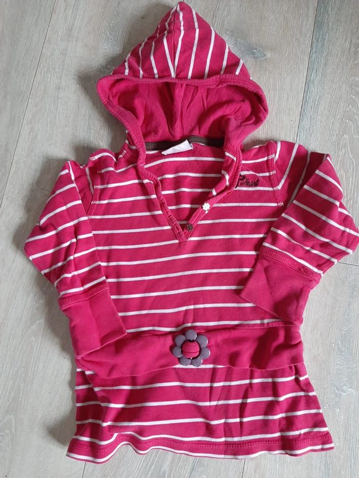 Tunique rose lignée blanche, à capuche, 3/4 ans, Dopodopo, bon état - photo numéro 2
