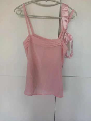 Top en crêpe rose clair lien satiné M