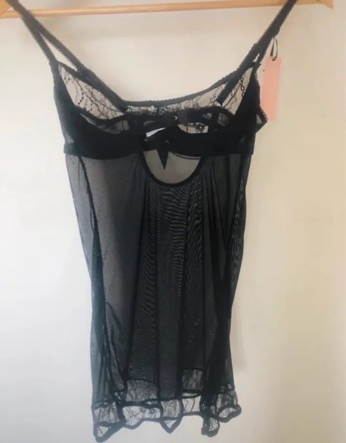 Nuisette noir déshabillé robe transparente femme 85d - photo numéro 8