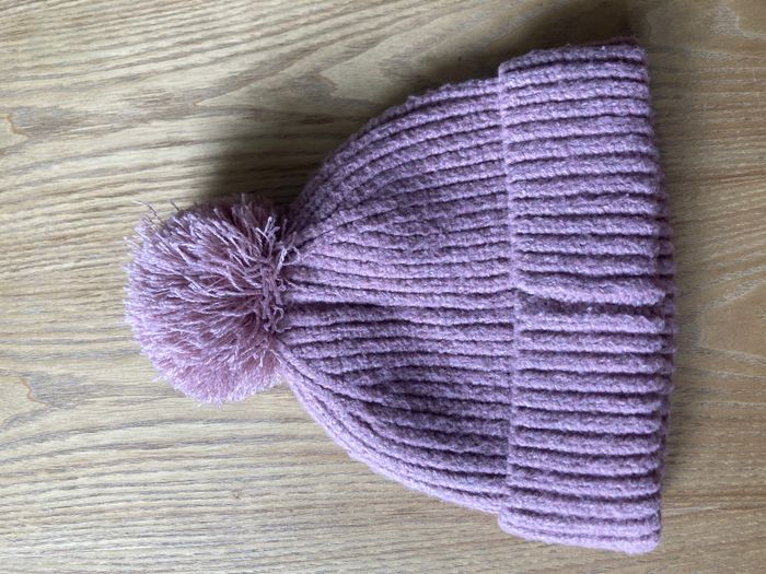 bonnet en maille côtelée avec pompon taille 2/4 ans - photo numéro 2