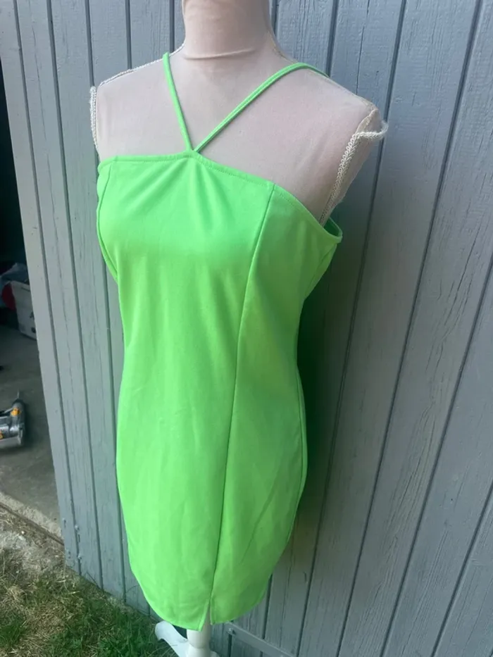 Robe d’été fines bretelles verte fluo 42/XL - photo numéro 3