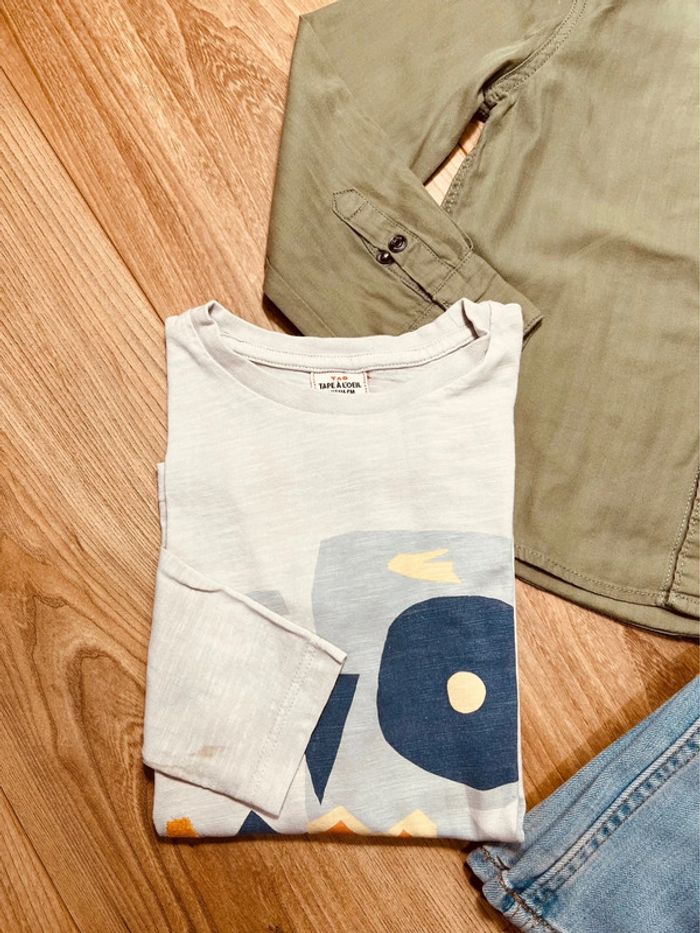 Taille 6 ans ensemble 3p garçon TAO Kiabi vert bleu * pastel * 💙 - photo numéro 3