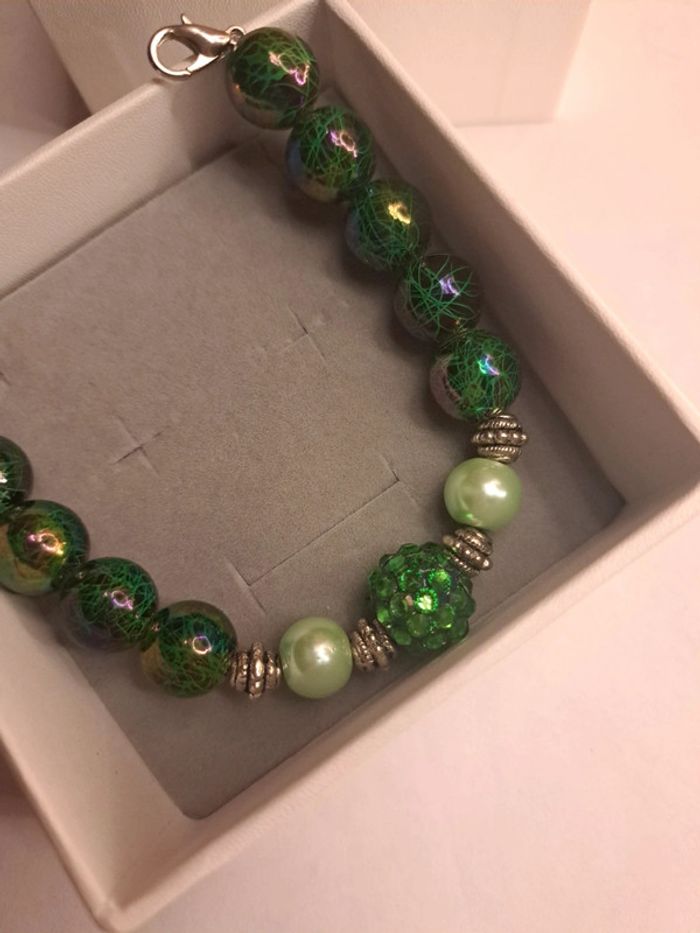 Bracelet vert et argenté Chic - photo numéro 5