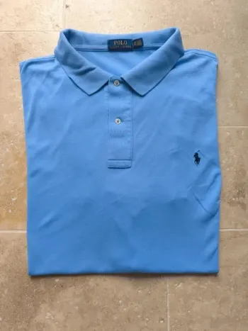 Polo Ralph Lauren homme pima coton 3XB bleu clair logo marine excellent état