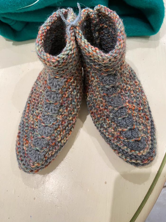 Chaussons, laine, tricoté, 35 - photo numéro 12