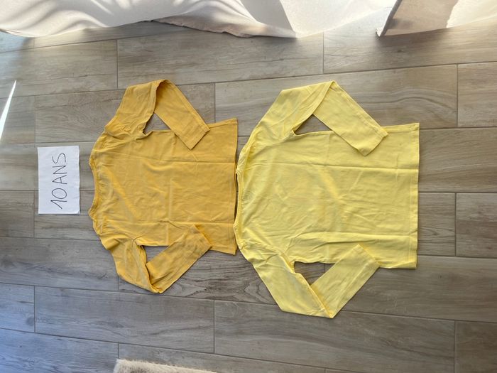Lot de 2 t-shirts jaune à manches longues fille 10 ans - photo numéro 8