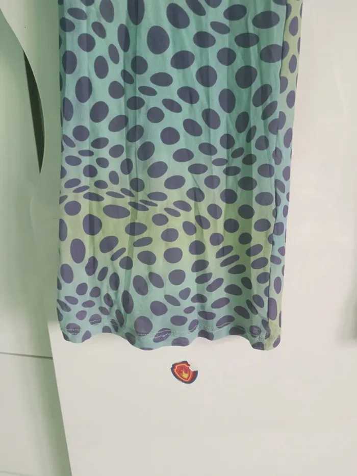 Pantalon vert bleu à pois bleu et pattes d'éléphant Taille S Primark - photo numéro 3