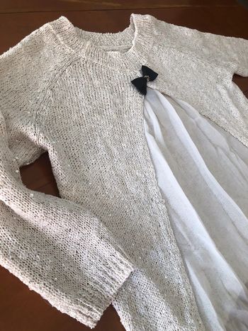 Pull beige dos nu à paillettes L