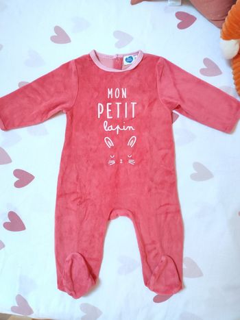 Pyjama une pièce bébé fille - Mon petit lapin - 6 mois - Très bon état - Mots d'enfants