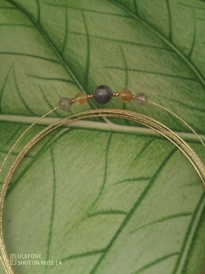 Serre tête multi anneaux dorés et pierres naturelles - photo numéro 6