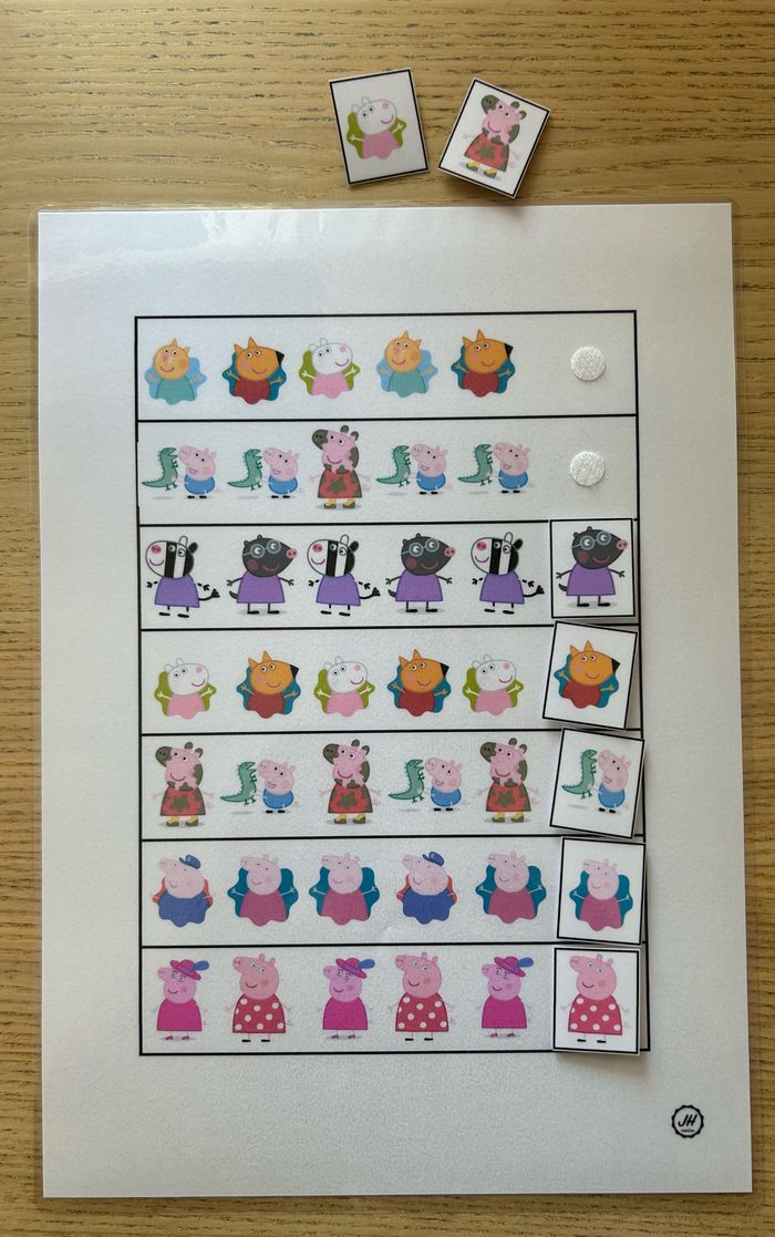 Fiche Montessori : Peppa pig : Suite logique - photo numéro 2