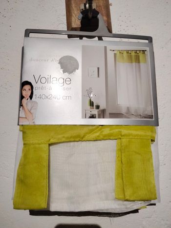 Voilage bicolore blanc/tilleul 140x240