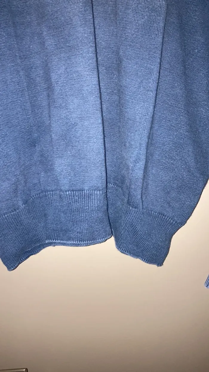 Pull homme bleu marine col boutonné taille L coton - photo numéro 3