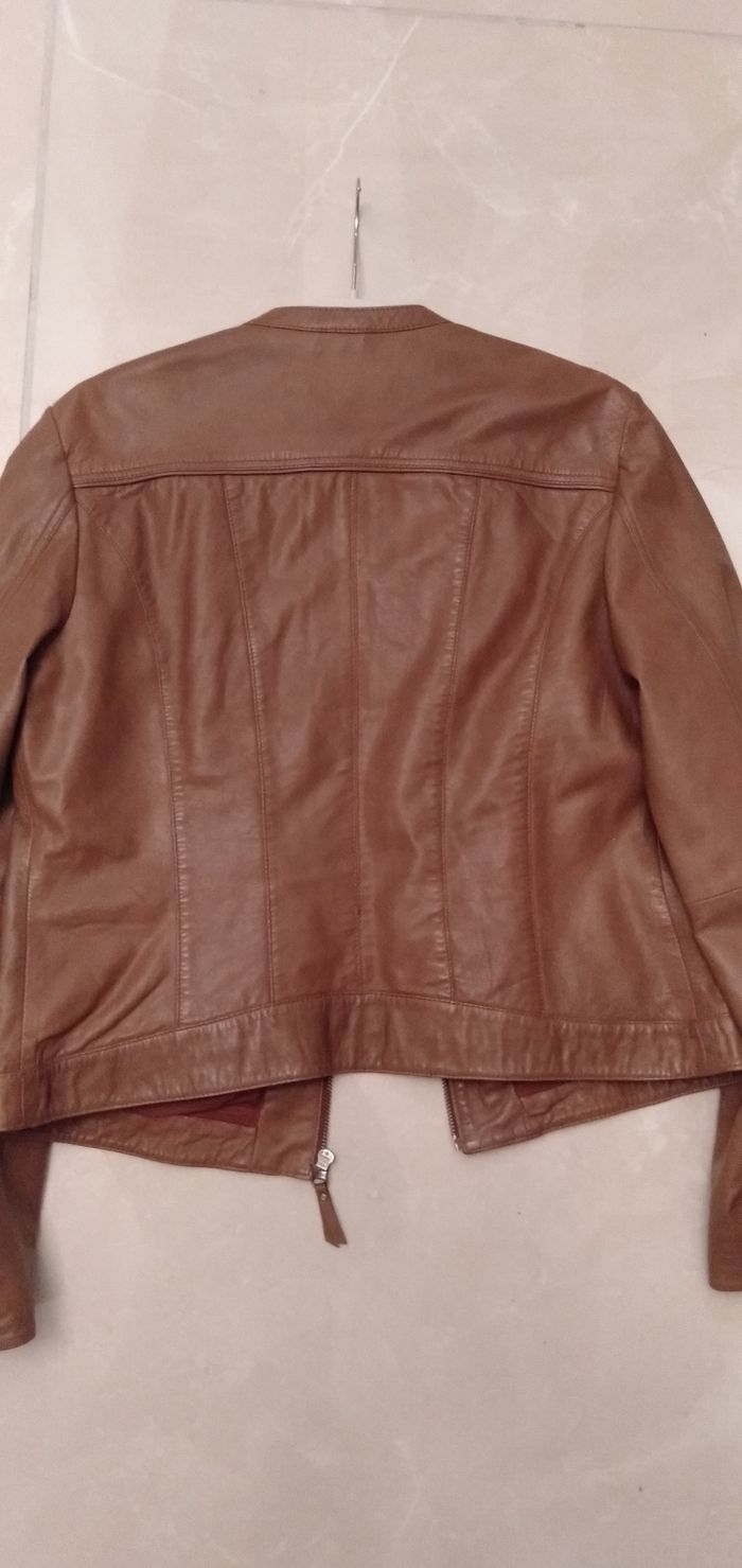 Veste cuir cognac - photo numéro 2