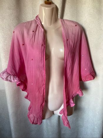 Turban foulard indien dégradé de rose avec fin volant