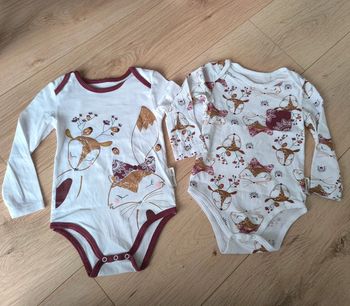 Lot de 2 bodies fille thème Renard Petit Béguin - Taille 24 mois 92cm
