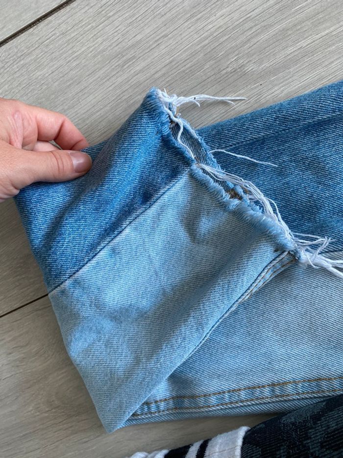 Jean taille haute Stradivarius taille 34 bicolore coupe droite - photo numéro 5