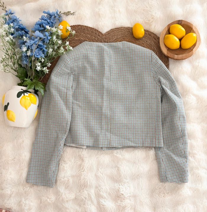 Blazer en tweed Zara bleu et marron taille M - photo numéro 5