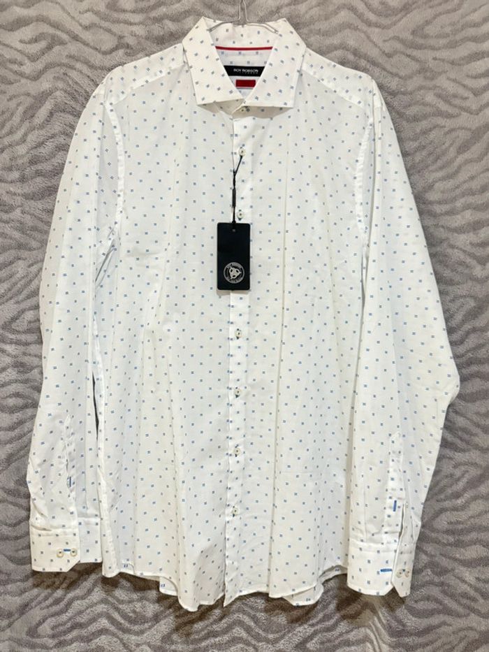 Roy Robson - Chemise à motifs, Blanche, taille XL