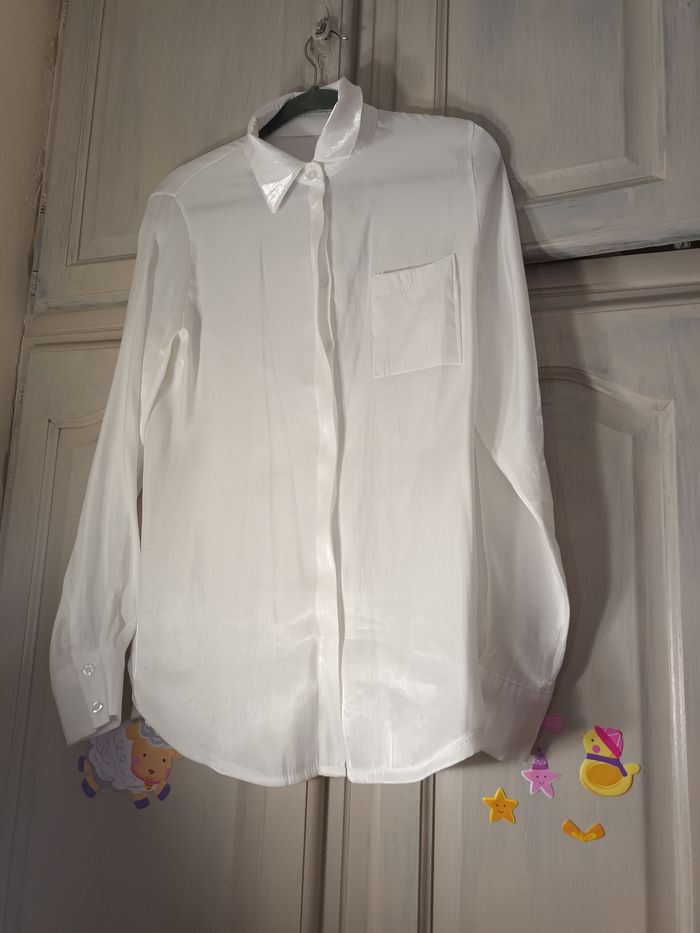 Chemise blanche nacrée satinée 38 m - photo numéro 3