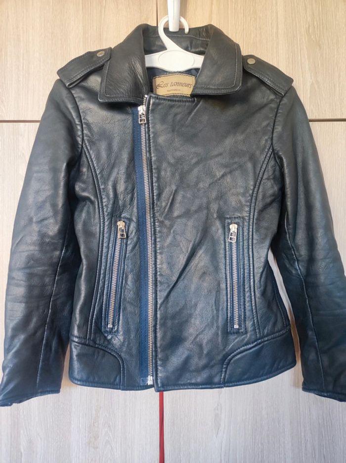 Manteau cuir noir 8 ans Les tanneurs Marrakech - photo numéro 3