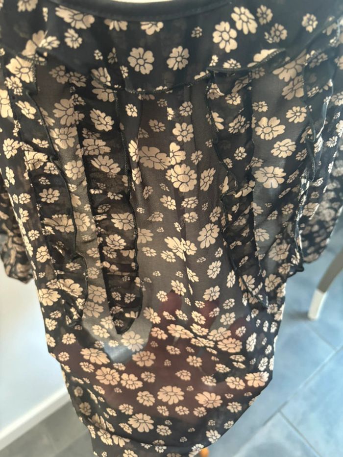 Blouse 1.2.3. translucide noire/taupe T44 - photo numéro 6