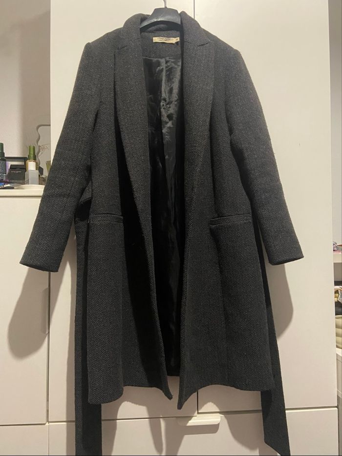 Long manteau/trench épais gris foncé