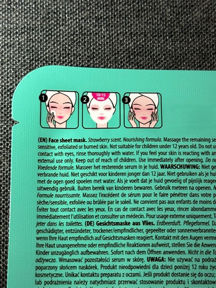 Masque Visage en Tissu Vegan Cotton Candy Fraise Neuf - photo numéro 3