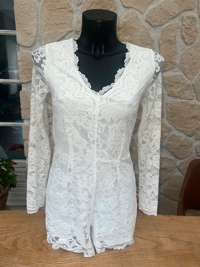 New yorker Combinaison combi short amisu ete femme taille XS 34 blanche dentelle - photo numéro 3