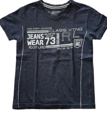 Tee-shirt bleu marine imprimé denim