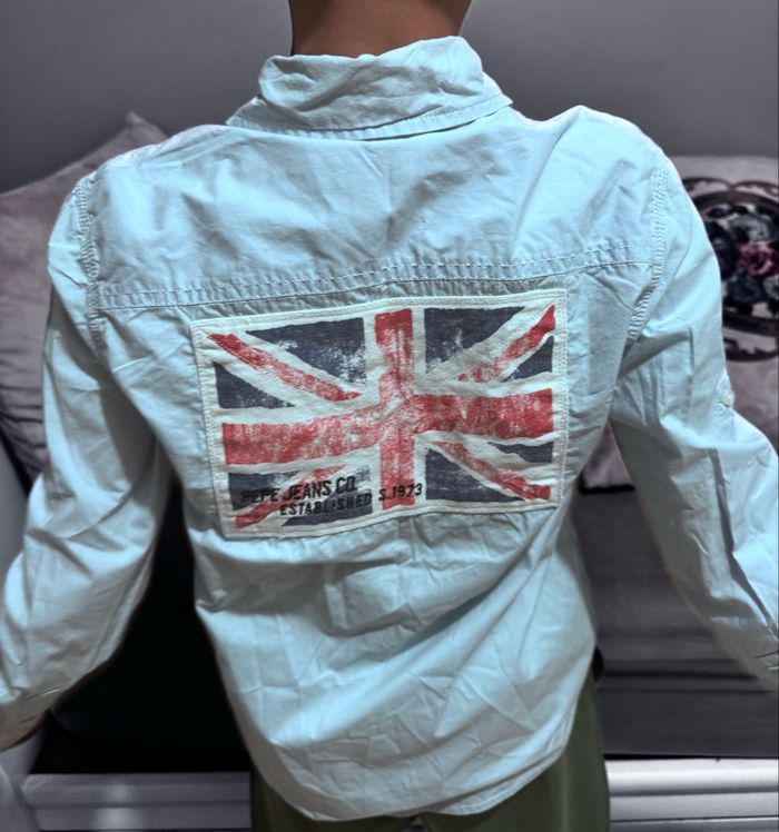 Chemise pépé jeans bleu drapeau arrière de la chemise - photo numéro 3