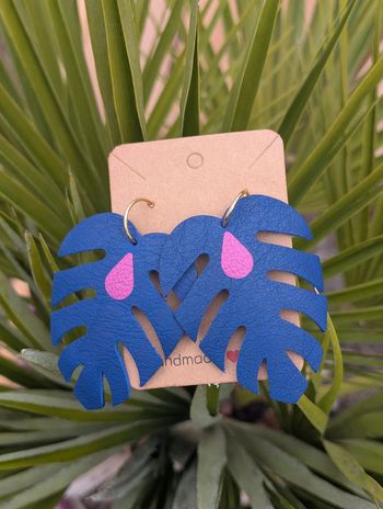 BO feuilles Monstera vertes – cuir recyclé 💚