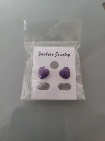 Boucles d'oreilles cœur violet