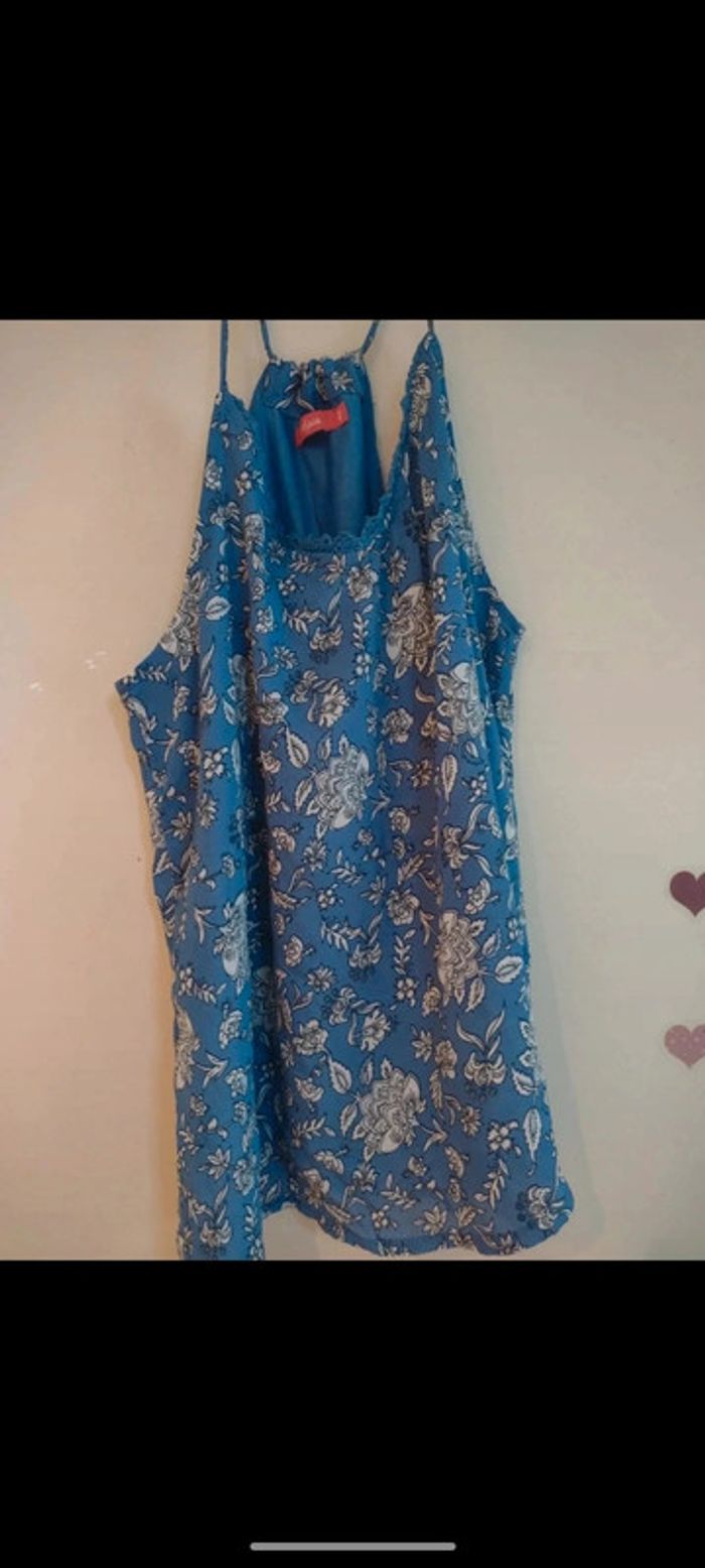 Débardeur femme bleu fleur tisaia taille 42 xl