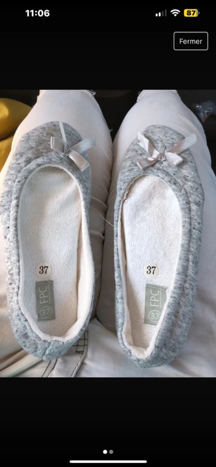 Paire de pantoufle grise