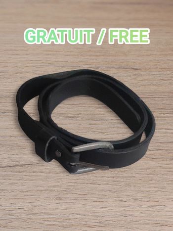 Ceinture fine similicuir noir - 54 à 64 cm / Gratuit - Free