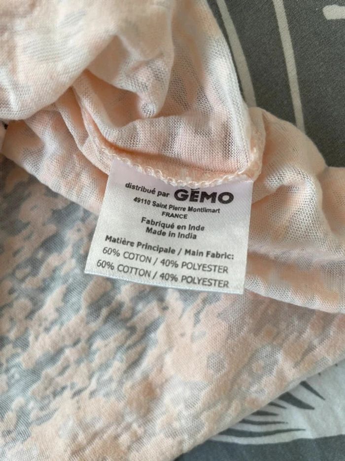 Haut t-shirt rose pâle clair transparent avec motifs léopard et écritures à manches courtes col rond - photo numéro 8