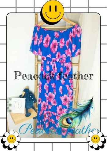 Robe longue fleurie bleue et rose TU