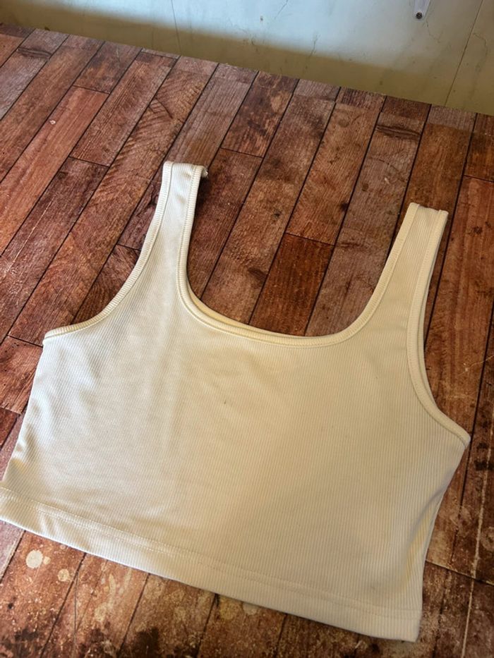 Crop top blanc côtelé - photo numéro 2