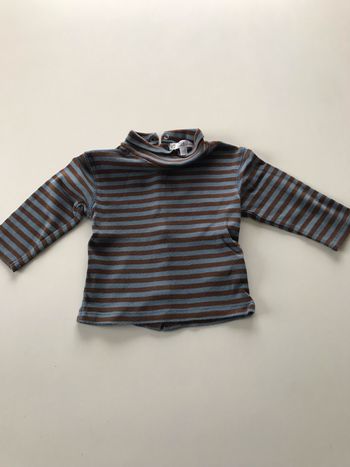 Sous-pull bébé rayé marron/bleu 6 mois