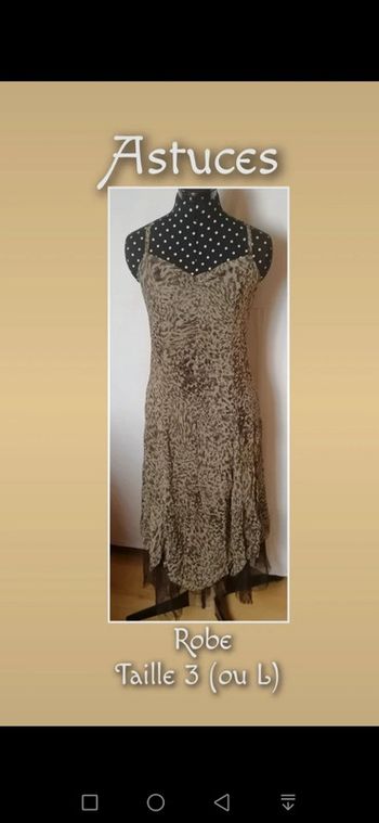 Robe bretelles volants camouflage / safari kaki marron taille 3 ou L Astuces