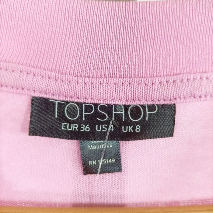 T-shirt rose uni Topshop 100 % coton taille 36 coupe droite casual basique A1343 - photo numéro 6