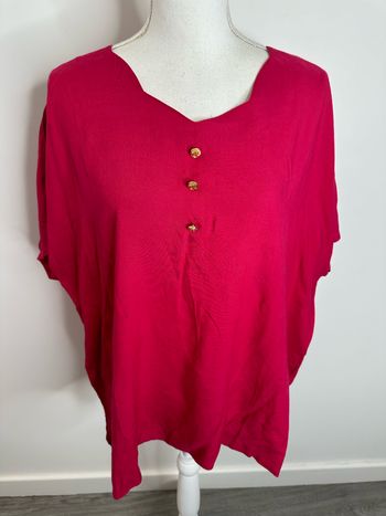Blouse rose fuchsia et dorée Vintage T50 5XL