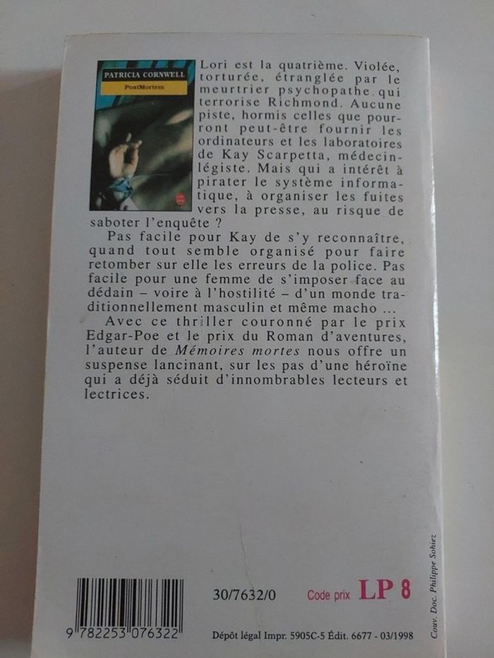 PostMortem, Patricia Cornwell - photo numéro 2