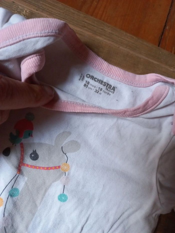 Body chapeau blanc et rose 12 a 18 mois - photo numéro 2