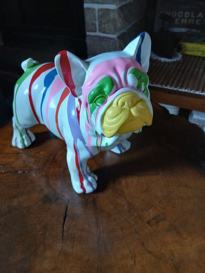 Statuette bouledogue blanc peint - photo numéro 2