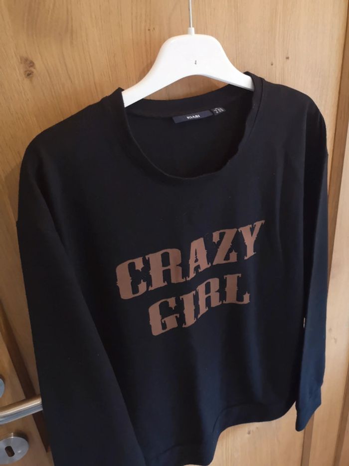 Sweat Kiabi en noir imprimé brun M - photo numéro 3