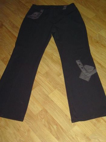 Pantalon PLANETE INTERDITE marron empiècements satin taille M TBE