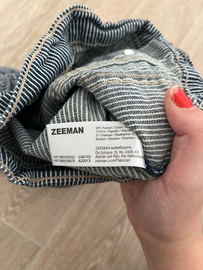 Veste en jean à rayures bleu marine et blanche zeeman 2ans - photo numéro 2